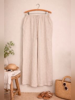 Lillusory | Women's Medium | Linen Blend Pants | Light Khaki/Flax | NWT